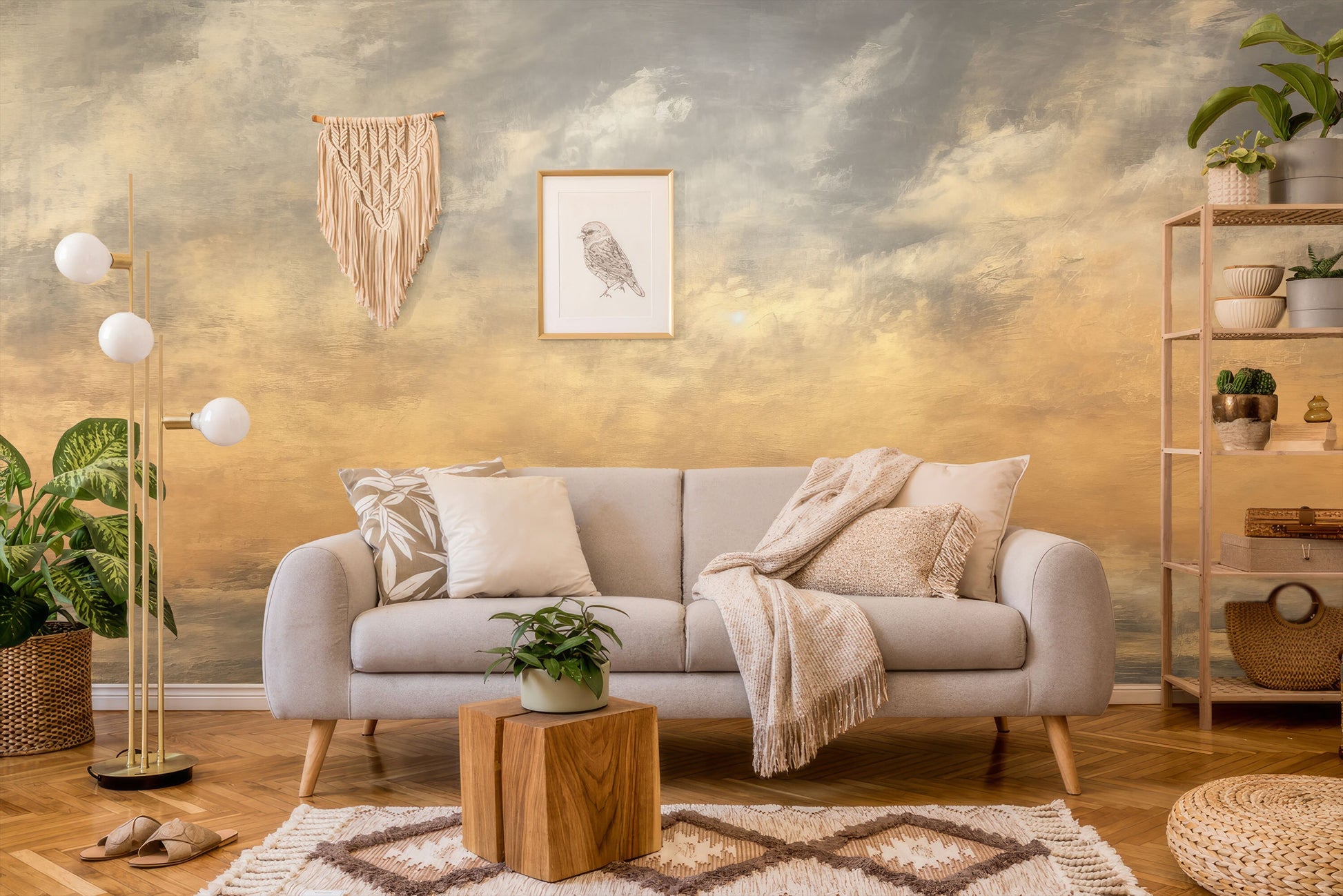Modern Luxury Marble Print Marble Wallpaper – room setting, Golden Era Walls