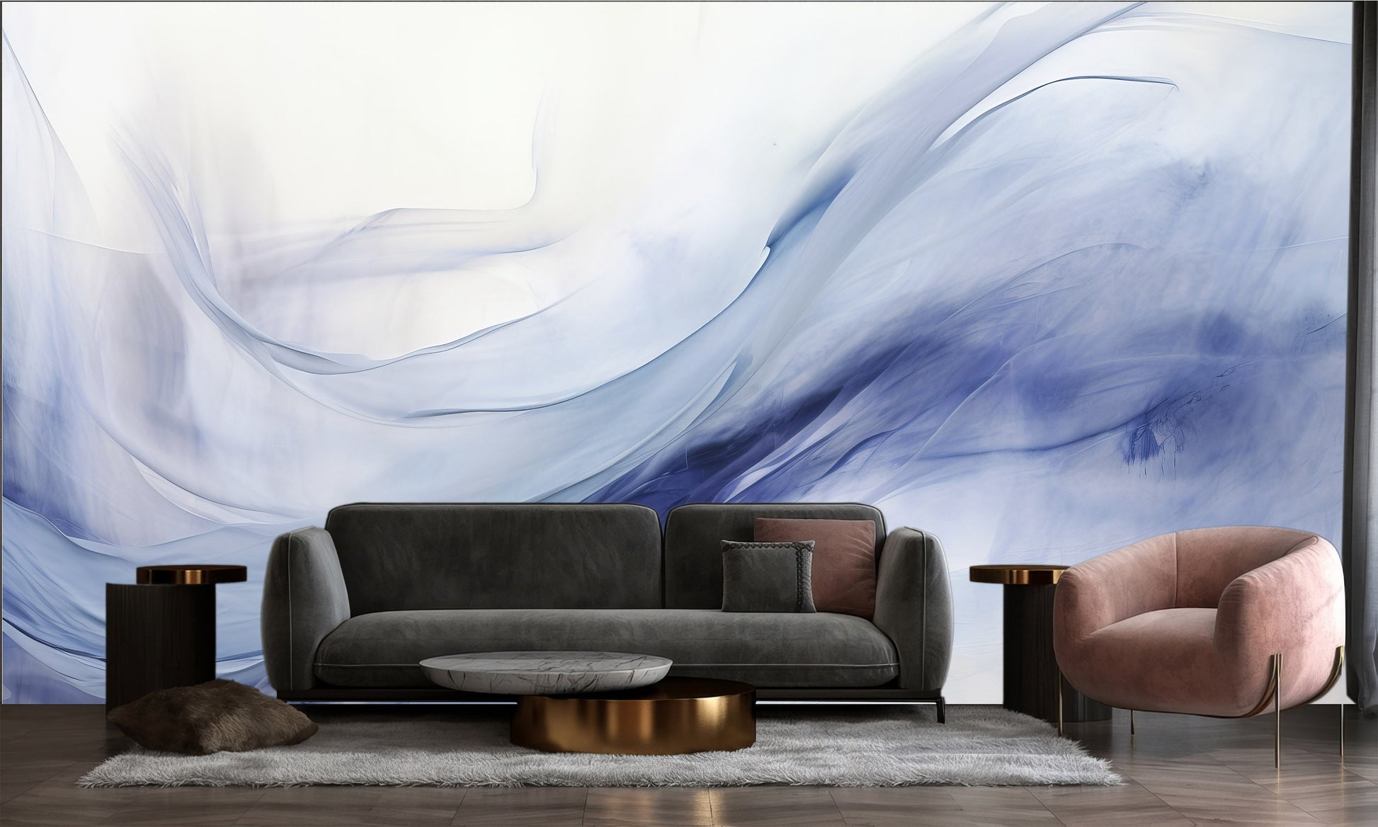 Watercolor Abstract Art Aesthetic Geometric Wallpaper – scale reference, Golden Era Walls