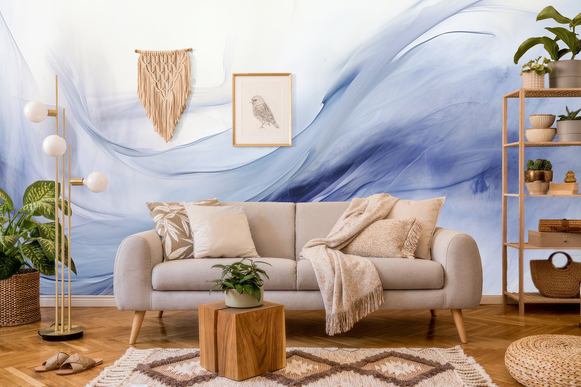 Watercolor Abstract Art Aesthetic Geometric Wallpaper – alternate view, Golden Era Walls