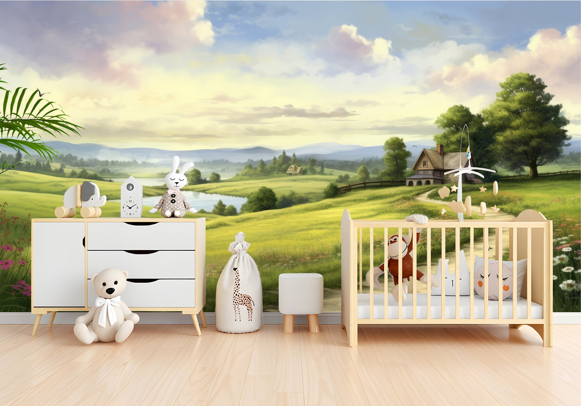 Watercolor Forest Decal Custom Wallpaper – peel and stick wallpaper mural, Golden Era Walls