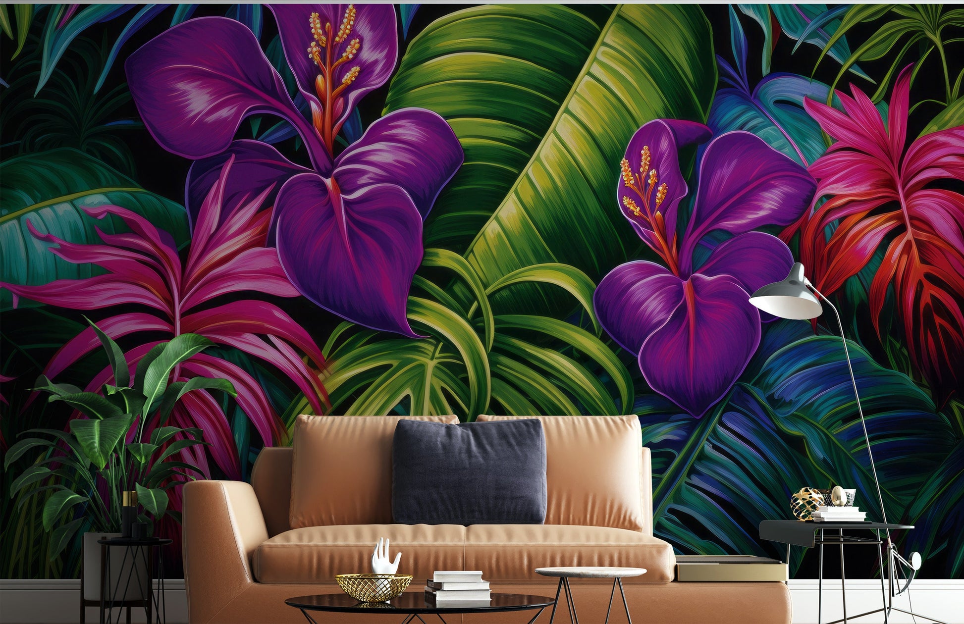 Tropical Colorful Tropical Leaves Tropical Wallpaper – detail view, Golden Era Walls