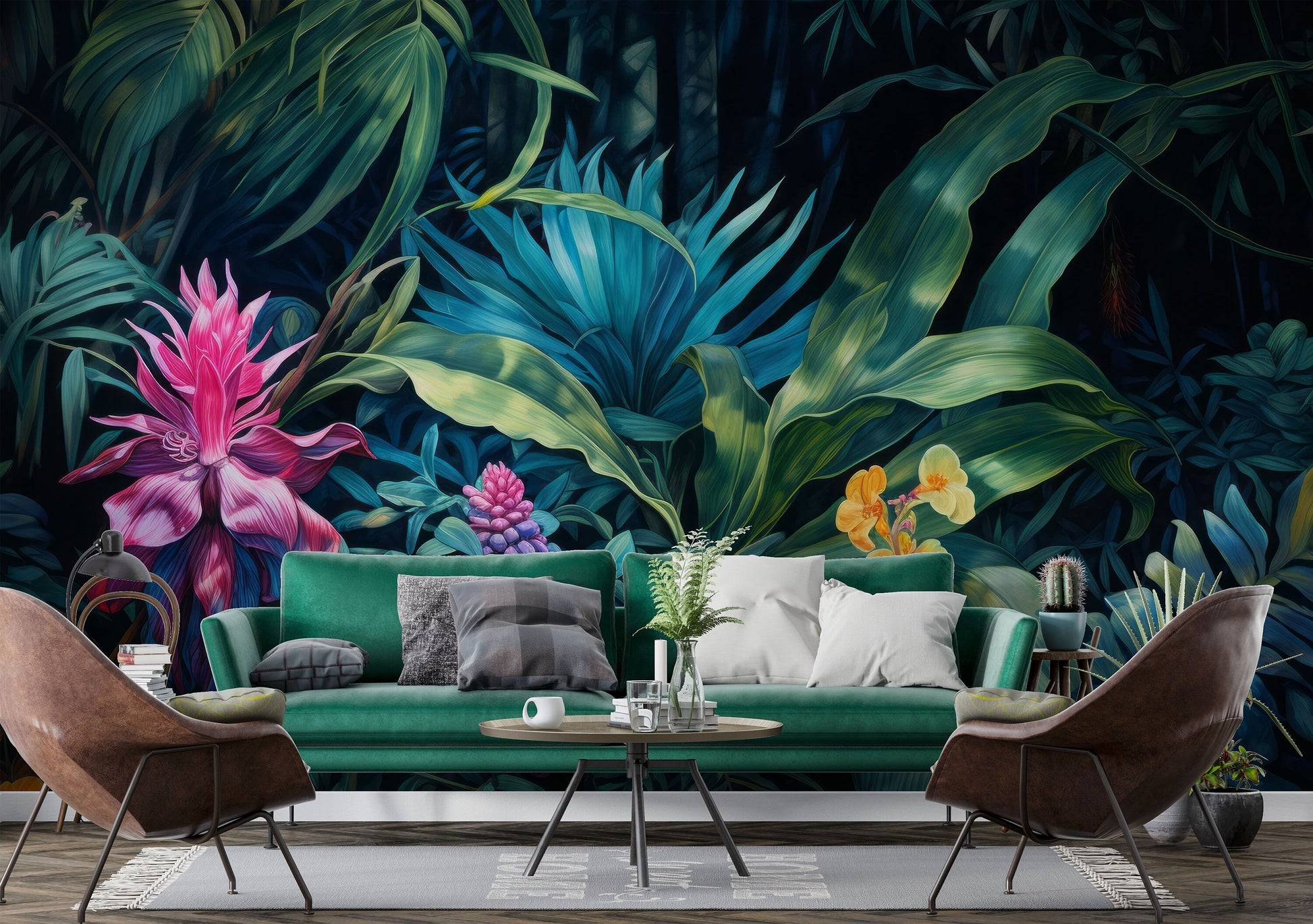 Tropical Landscape Jungle Plants Tropical Wallpaper – scale reference, Golden Era Walls