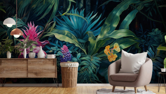 Tropical Landscape Jungle Plants Tropical Wallpaper – detail view, Golden Era Walls
