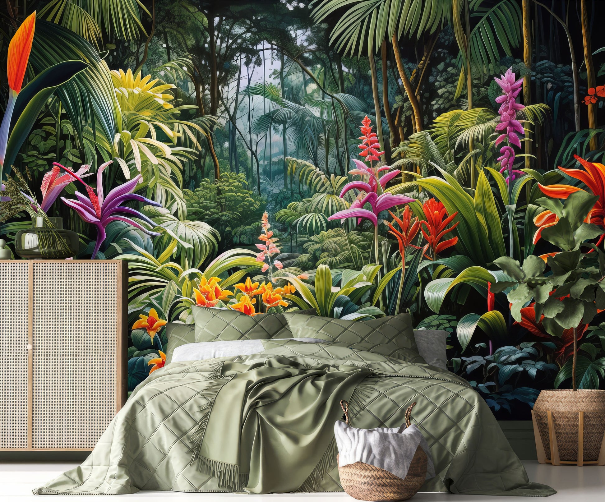 Tropical Forest Landscape Rainforest Tropical Wallpaper – scale reference, Golden Era Walls