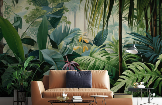 Tropical Forest Jungle Tropical Wallpaper – peel and stick wallpaper mural, Golden Era Walls