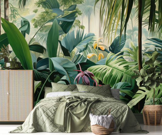 Tropical Forest Jungle Tropical Wallpaper – lifestyle view, Golden Era Walls