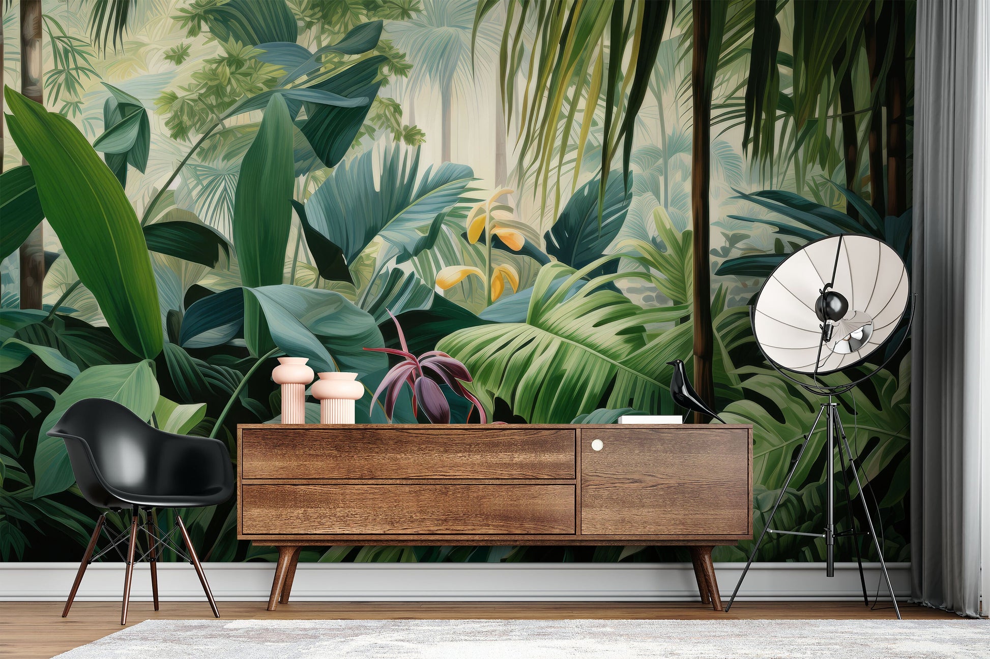 Tropical Forest Jungle Tropical Wallpaper – scale reference, Golden Era Walls