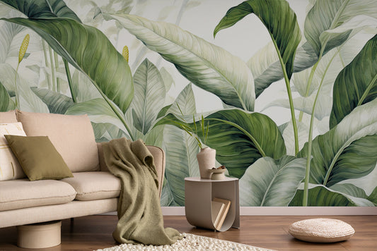 Tropical Jungle Leaves Elegant Floral Wallpaper – lifestyle view, Golden Era Walls