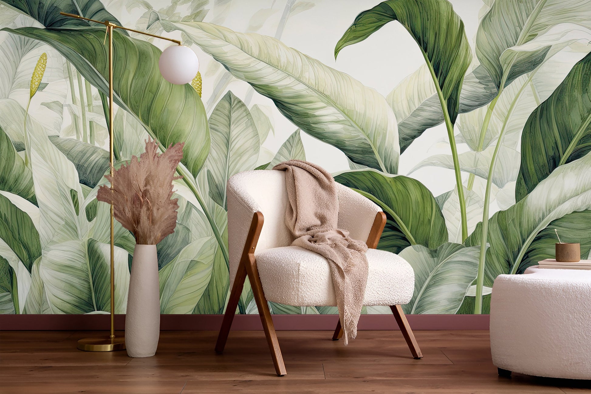 Tropical Jungle Leaves Elegant Floral Wallpaper – alternate view, Golden Era Walls