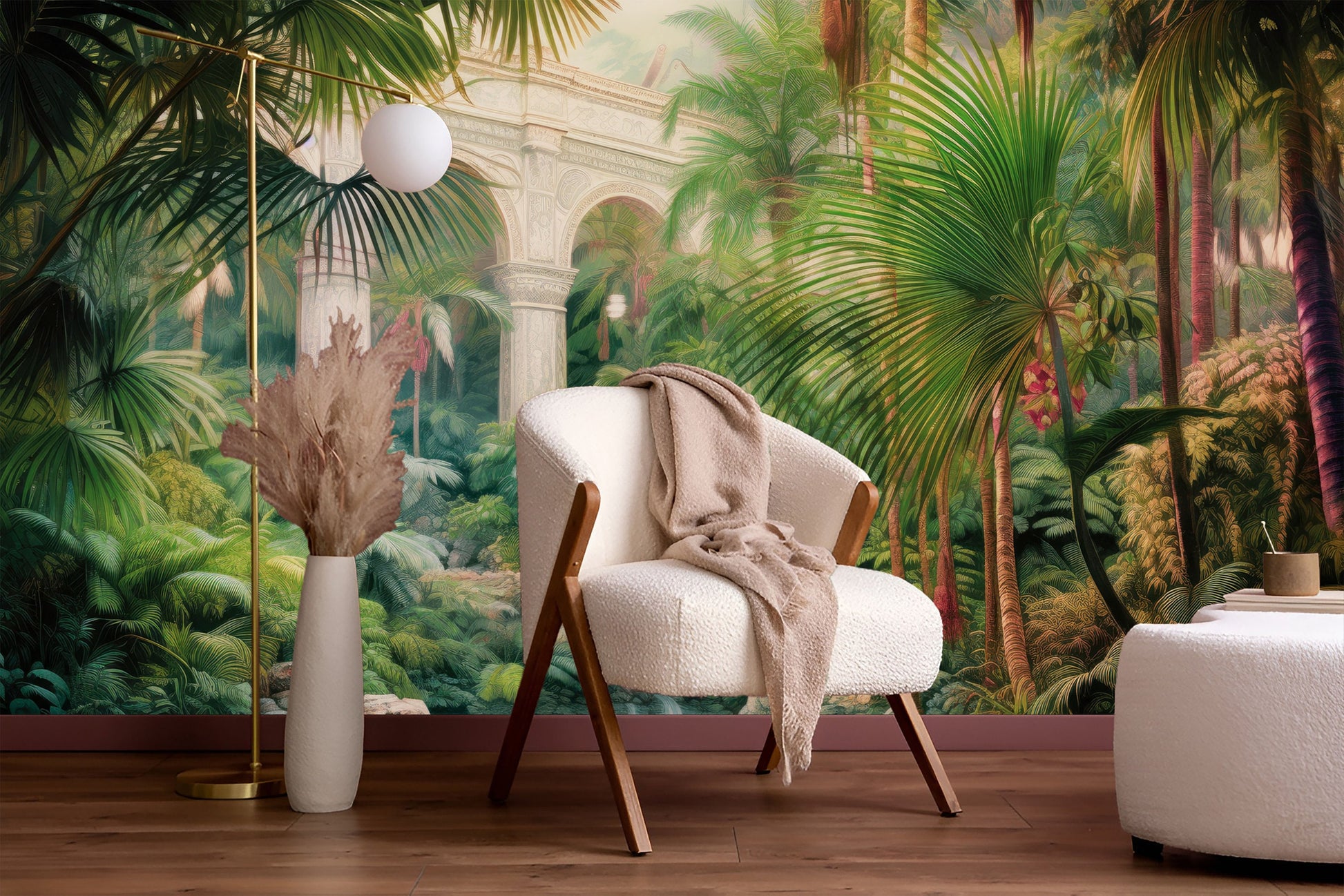 Jungle Adventure Rainforest Office Floral Wallpaper – alternate view, Golden Era Walls