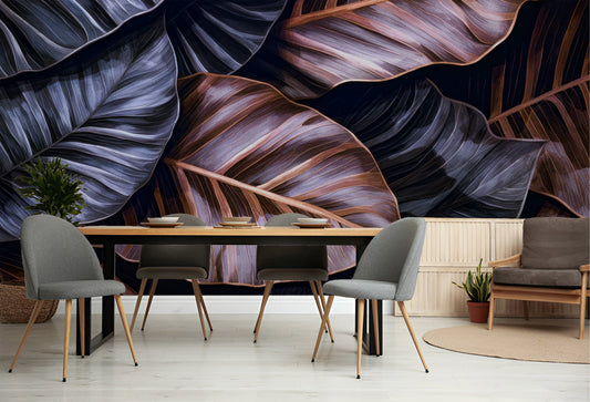 Dark Tropical Jungle Leaves Floral Wallpaper – lifestyle view, Golden Era Walls