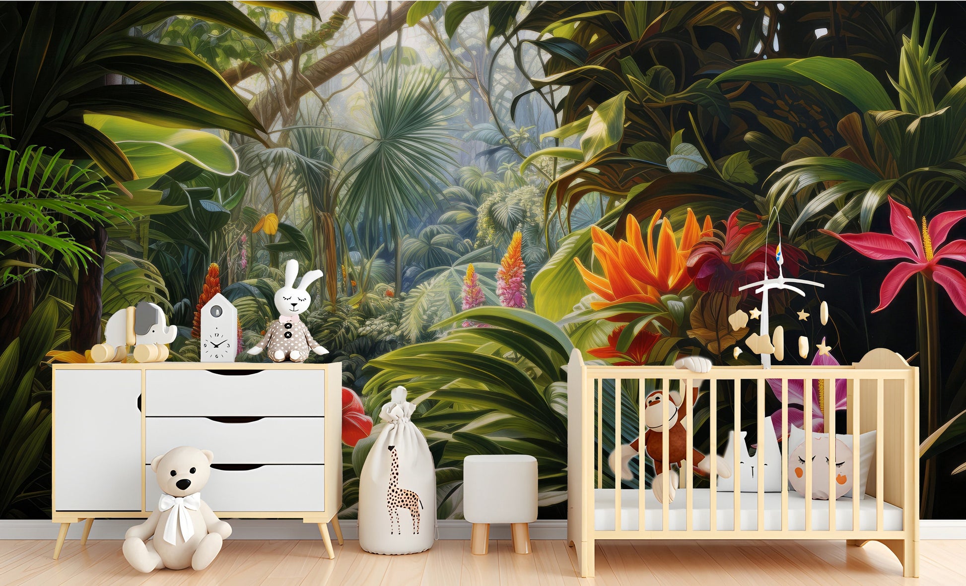 Tropical Forest Green Tropical Wallpaper – alternate view, Golden Era Walls