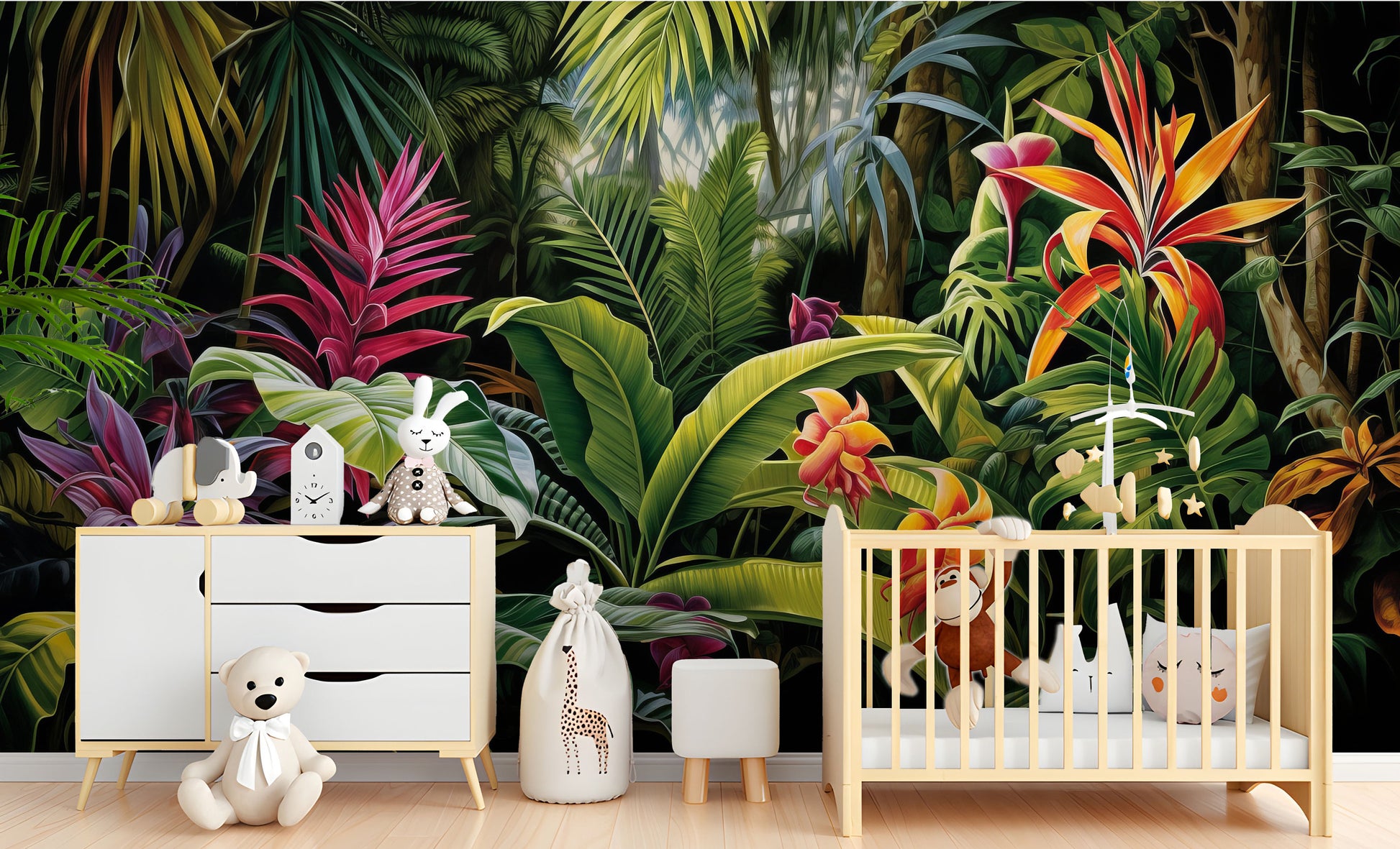 Tropical Jungle Plants Banana Floral Wallpaper – alternate view, Golden Era Walls