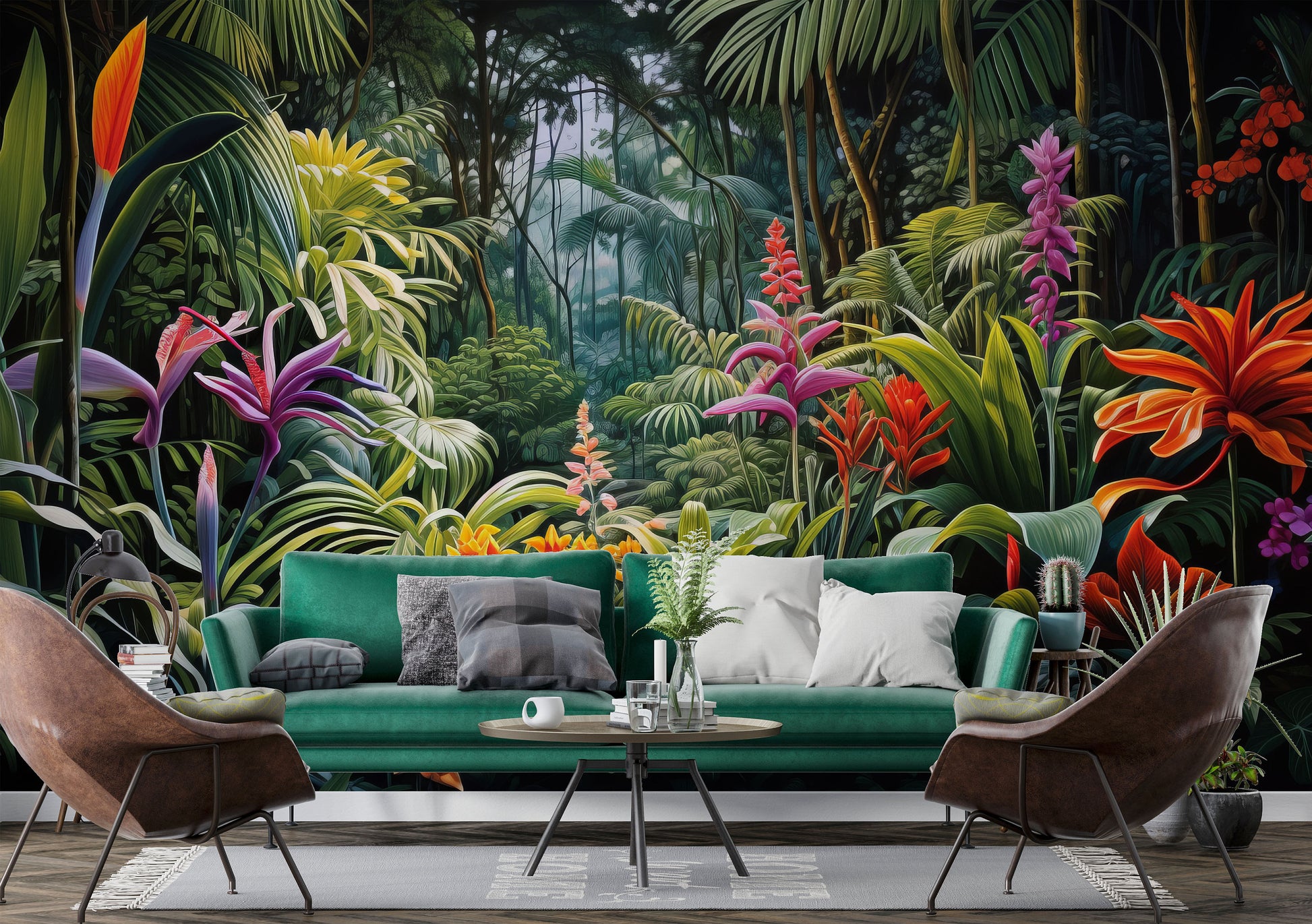 Tropical Forest Landscape Rainforest Tropical Wallpaper – detail view, Golden Era Walls