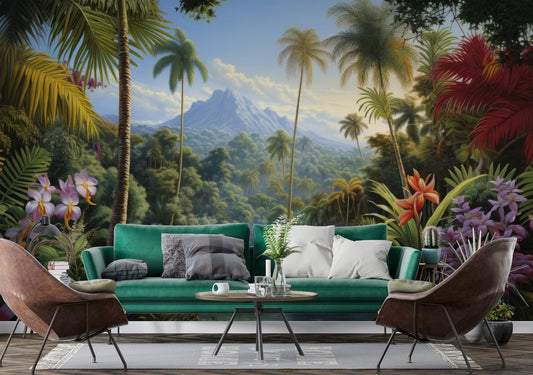 Jungle Tropical Forest Tropical Wallpaper – lifestyle view, Golden Era Walls