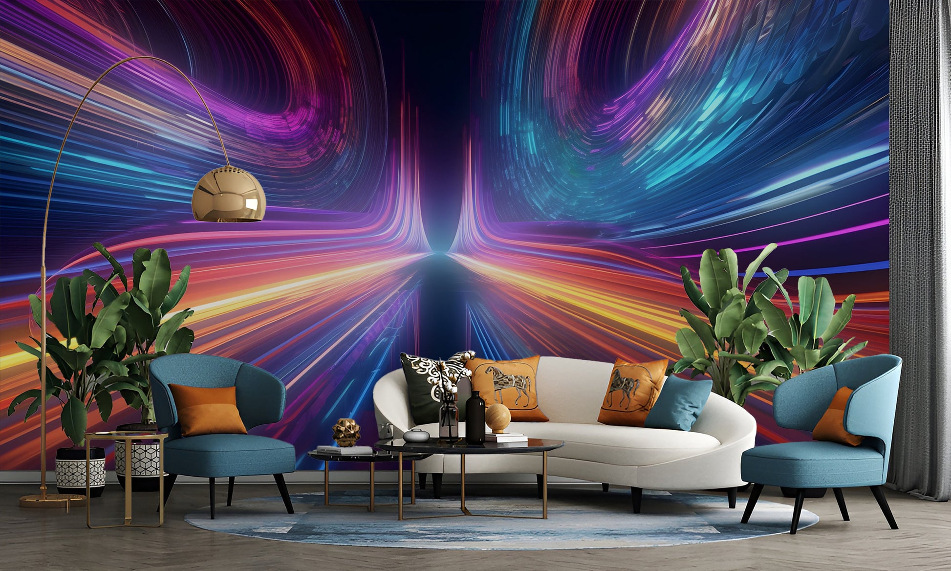 Vibrant Color Spectrum Colorful Marble Wallpaper – scale reference, Golden Era Walls