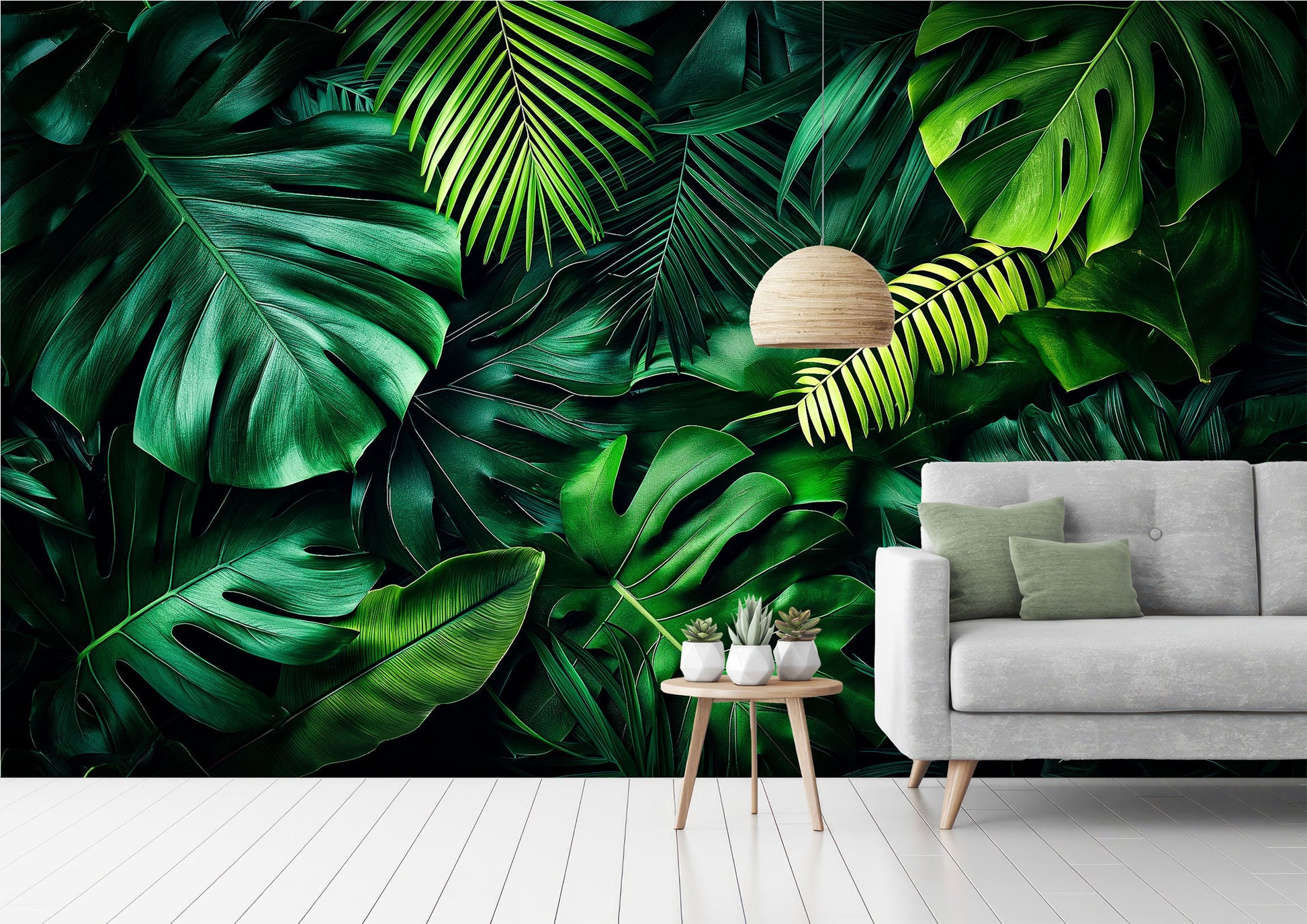 Dark Tropical Elegant Monstera Floral Wallpaper – lifestyle view, Golden Era Walls