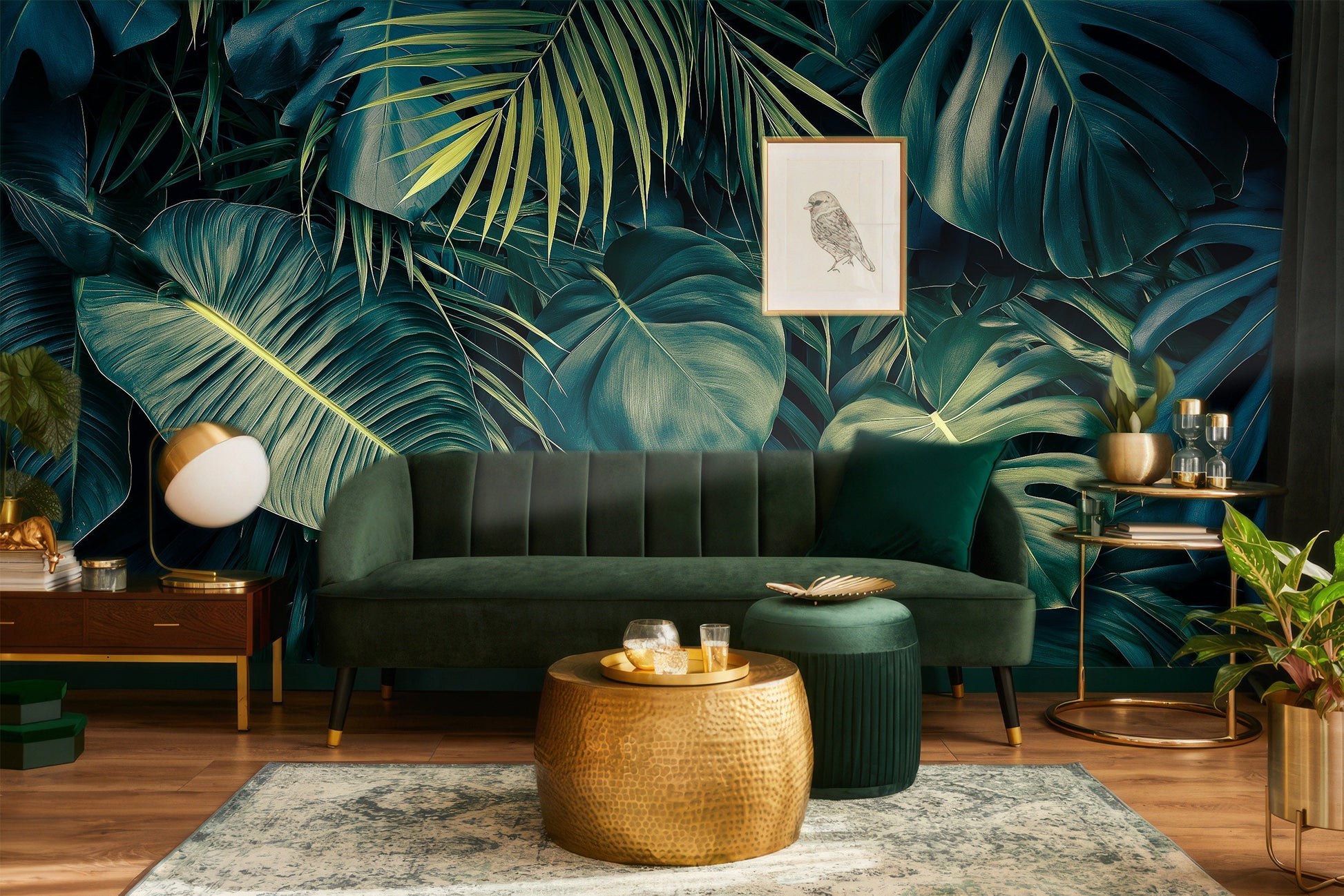 Dark Tropical Realistic Jungle Floral Wallpaper – alternate view, Golden Era Walls
