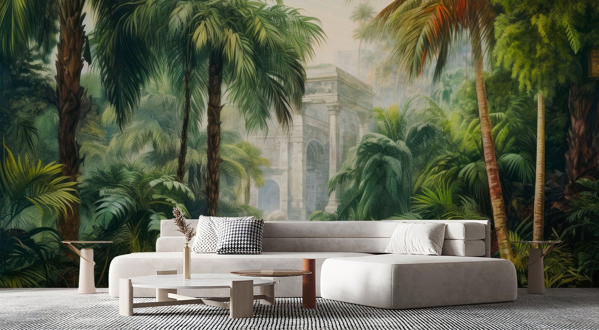 Tropical Jungle Escape Greenery Tropical Wallpaper – scale reference, Golden Era Walls