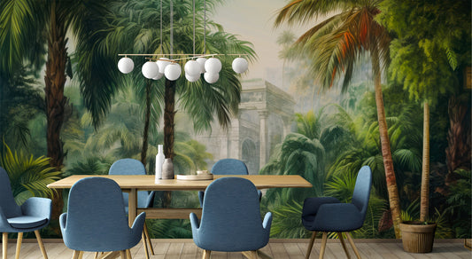 Tropical Jungle Escape Greenery Tropical Wallpaper – lifestyle view, Golden Era Walls