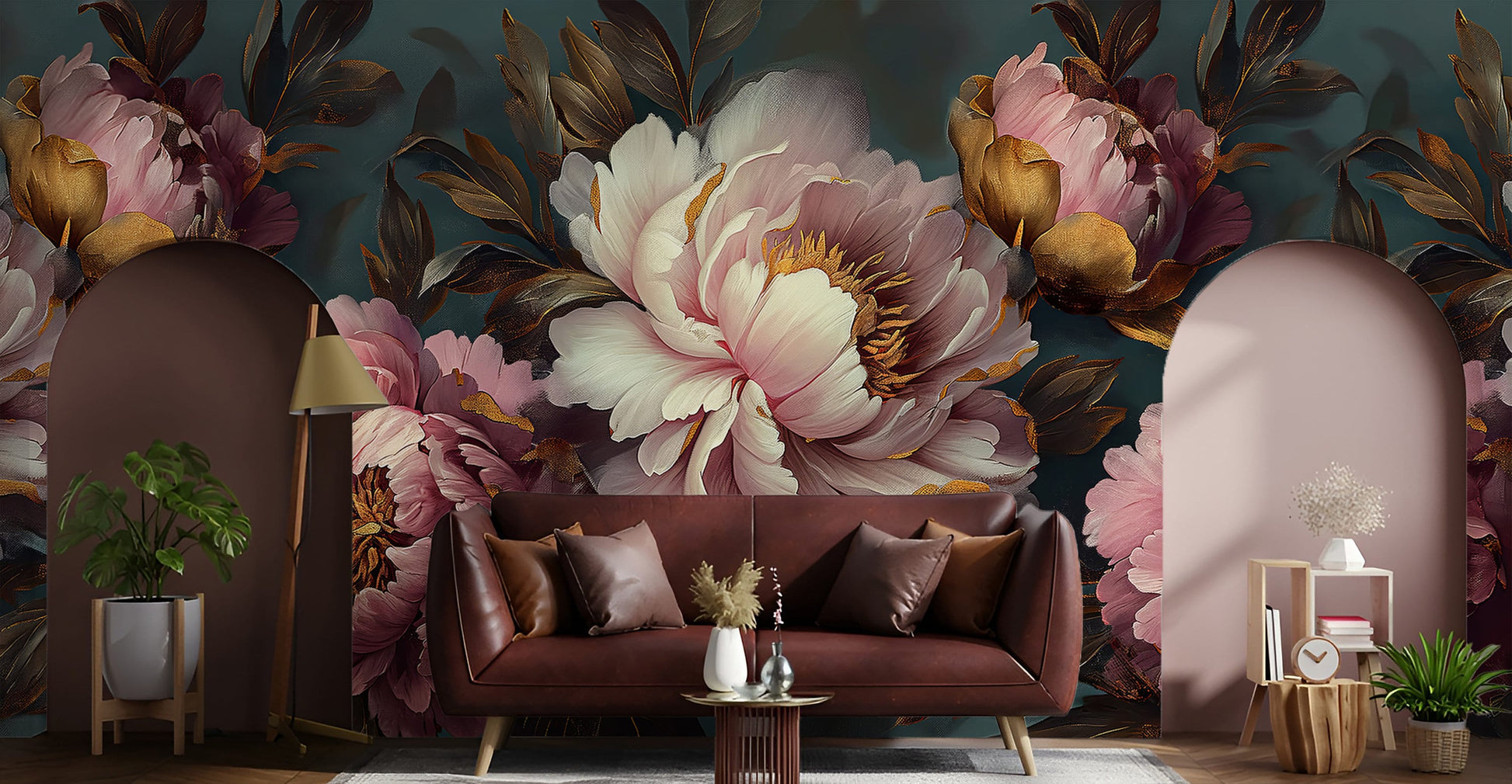 Dark Floral Beautiful Flowers Floral Wallpaper – scale reference, Golden Era Walls