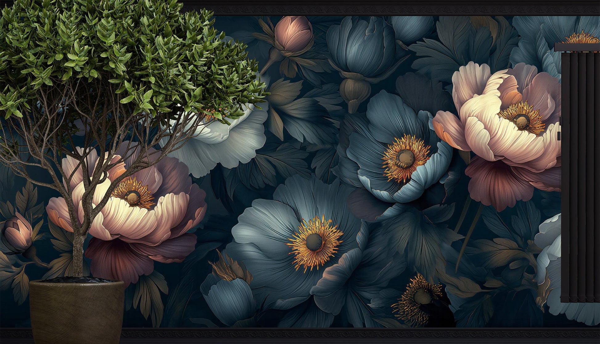 Vintage Floral Classic Decoration Floral Wallpaper – detail view, Golden Era Walls