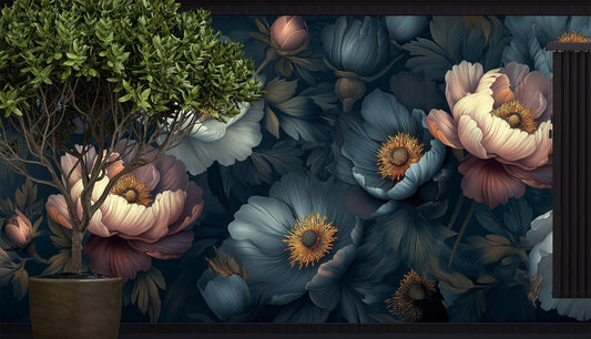 Vintage Floral Classic Decoration Floral Wallpaper – detail view, Golden Era Walls