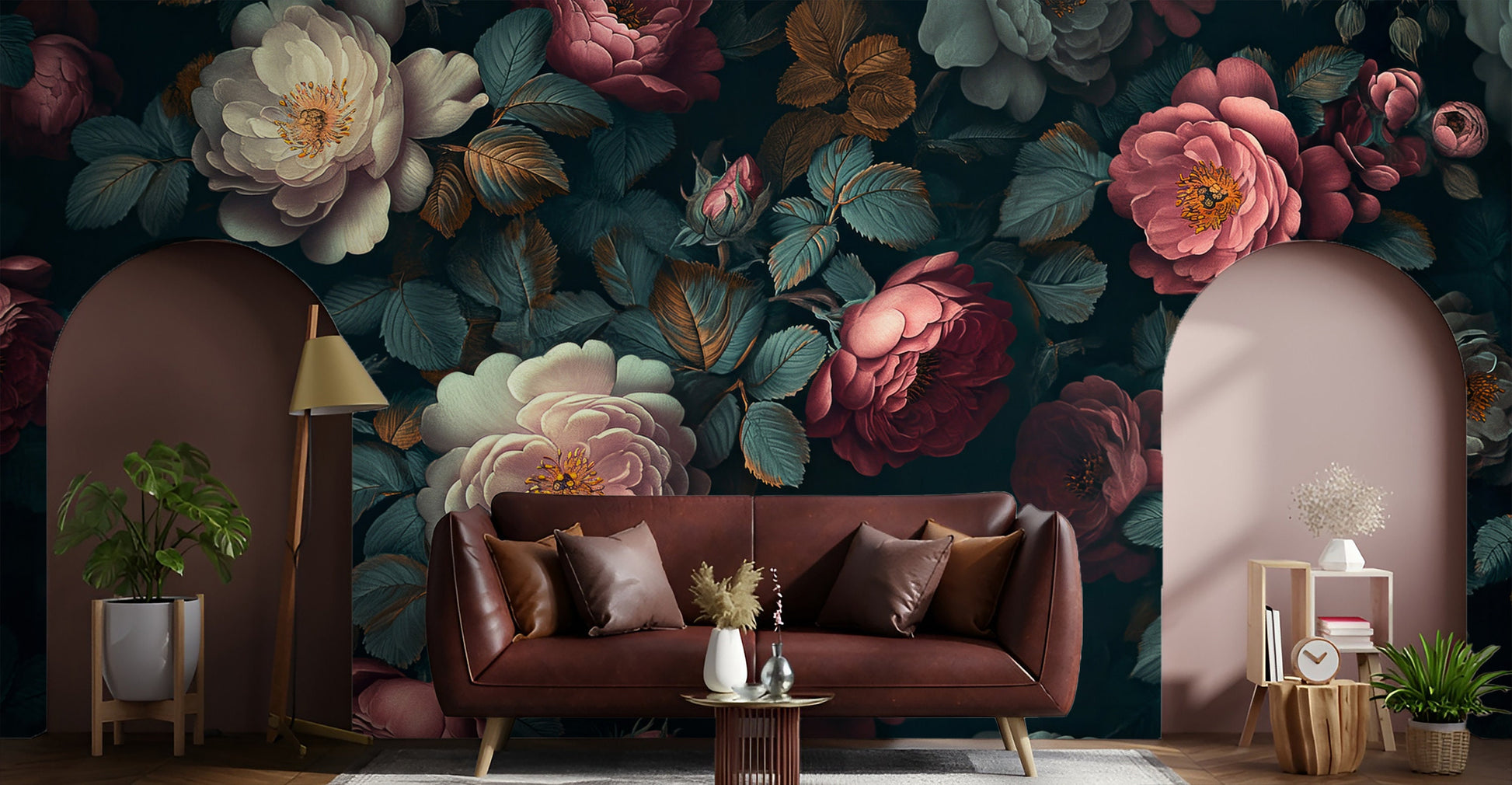 Watercolor Vintage Floral Covering Floral Wallpaper – alternate view, Golden Era Walls