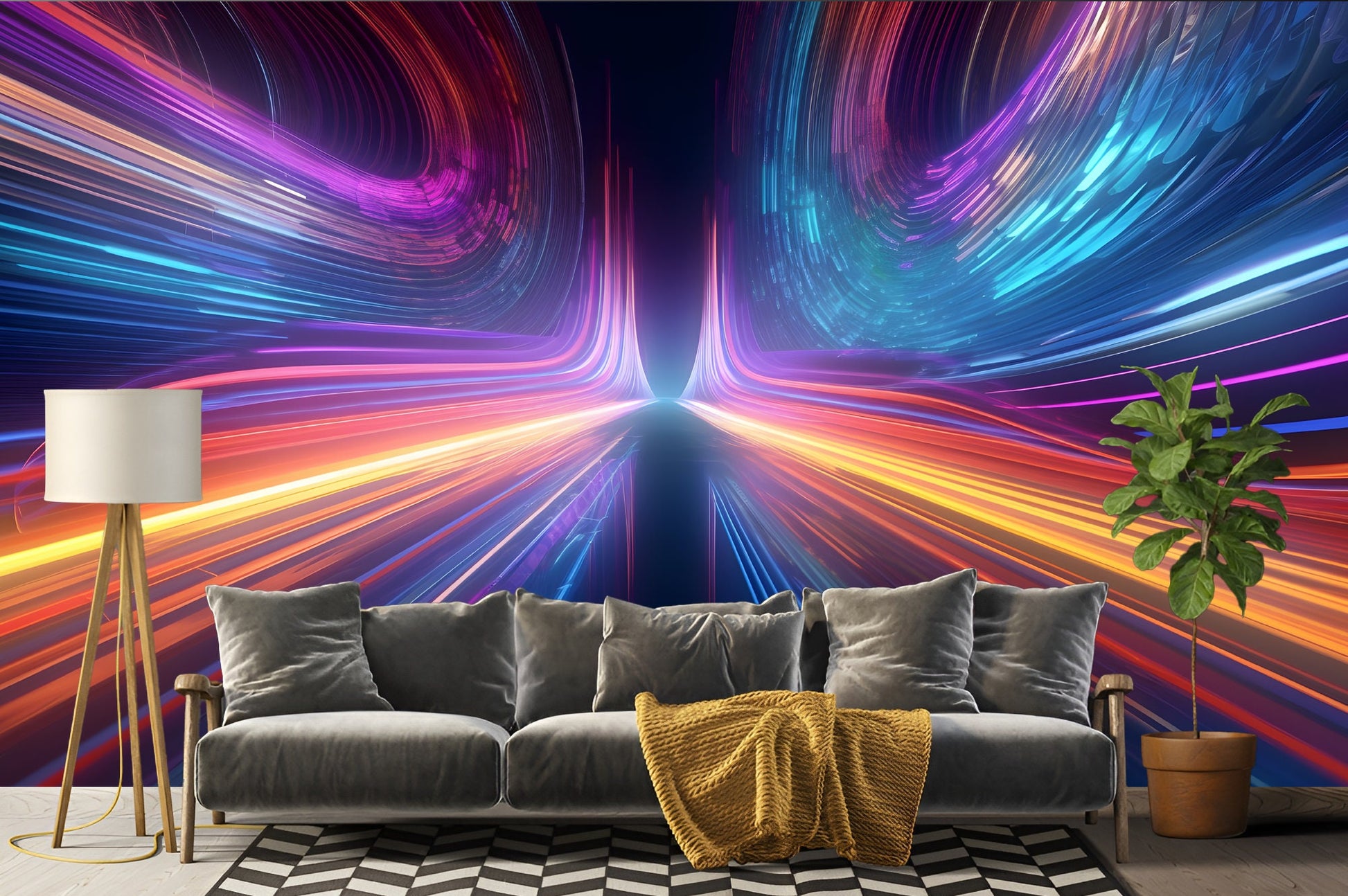 Vibrant Color Spectrum Colorful Marble Wallpaper – alternate view, Golden Era Walls