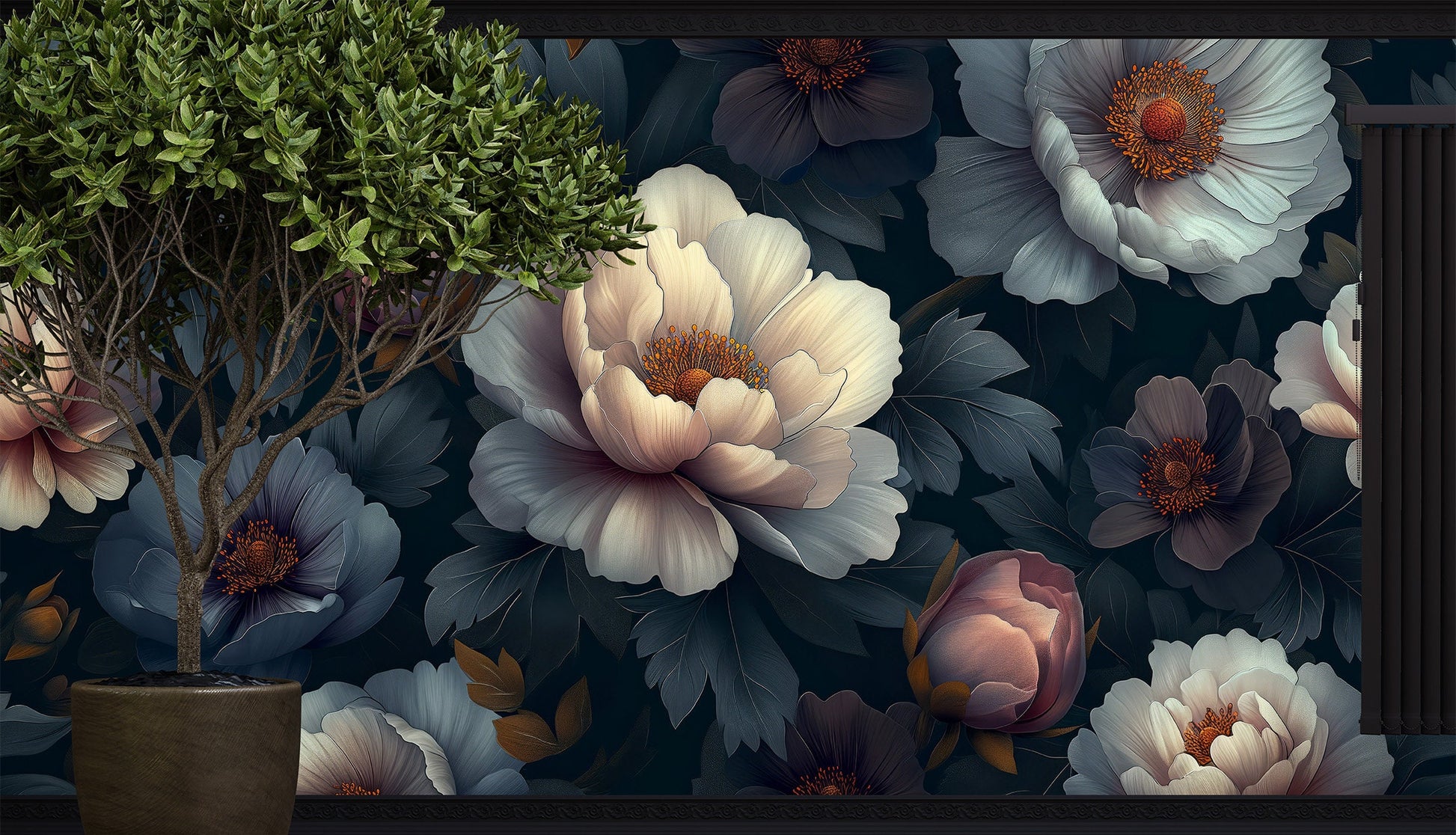 Gold Flowers Luxury Pattern Floral Wallpaper – additional view, Golden Era Walls