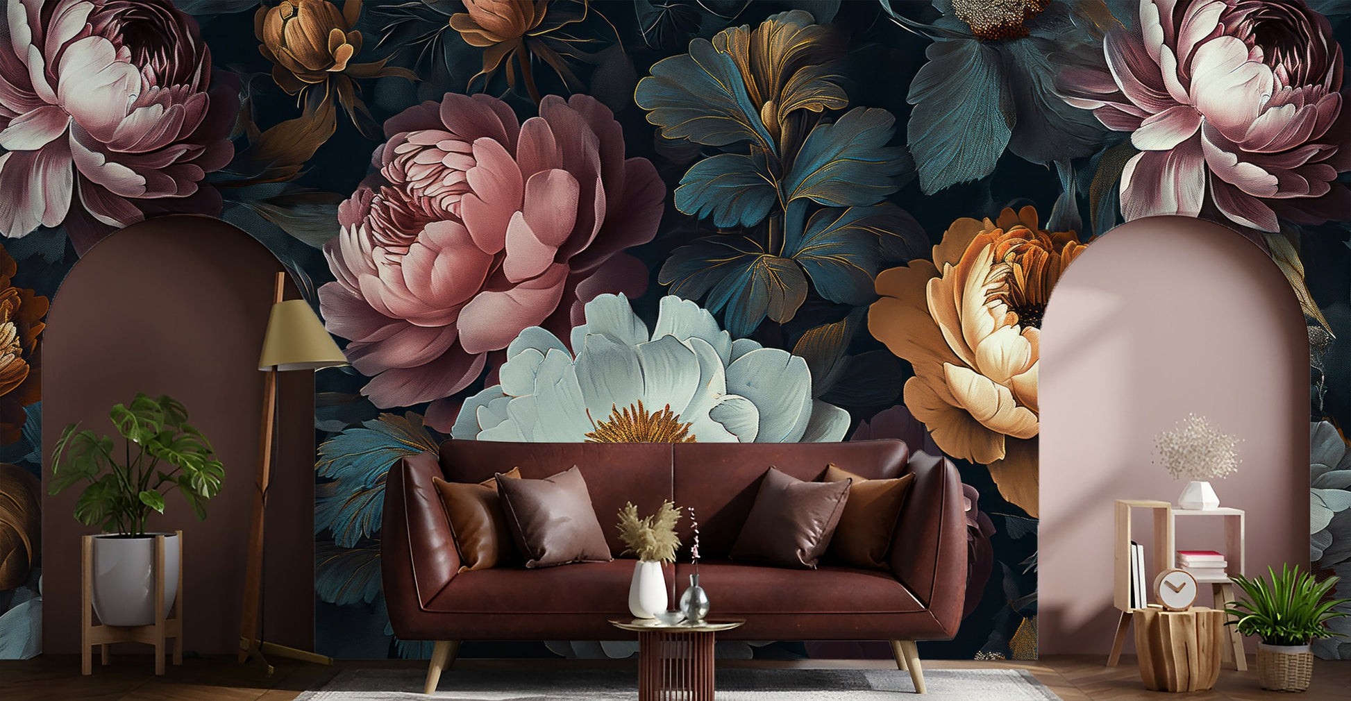 Luxury Birds Pattern Dark Floral Wallpaper – additional view, Golden Era Walls