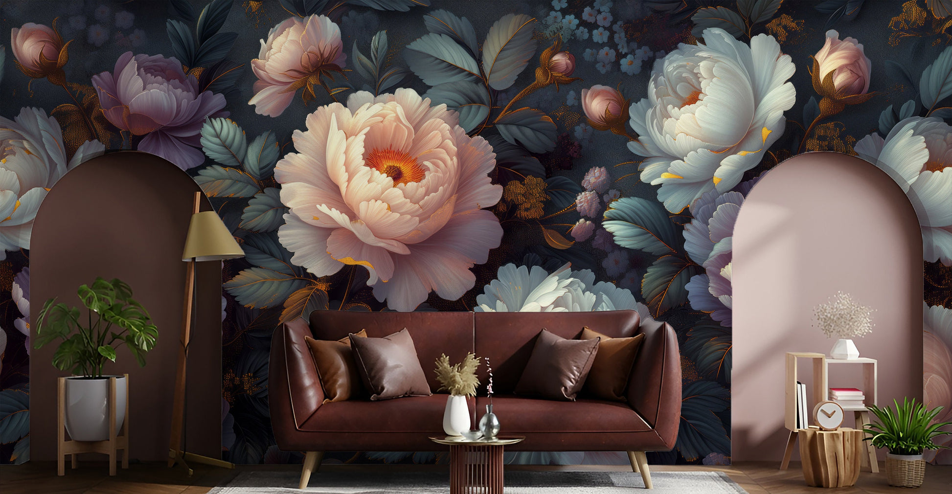 Decor Peony Floral Purple Floral Wallpaper – alternate view, Golden Era Walls