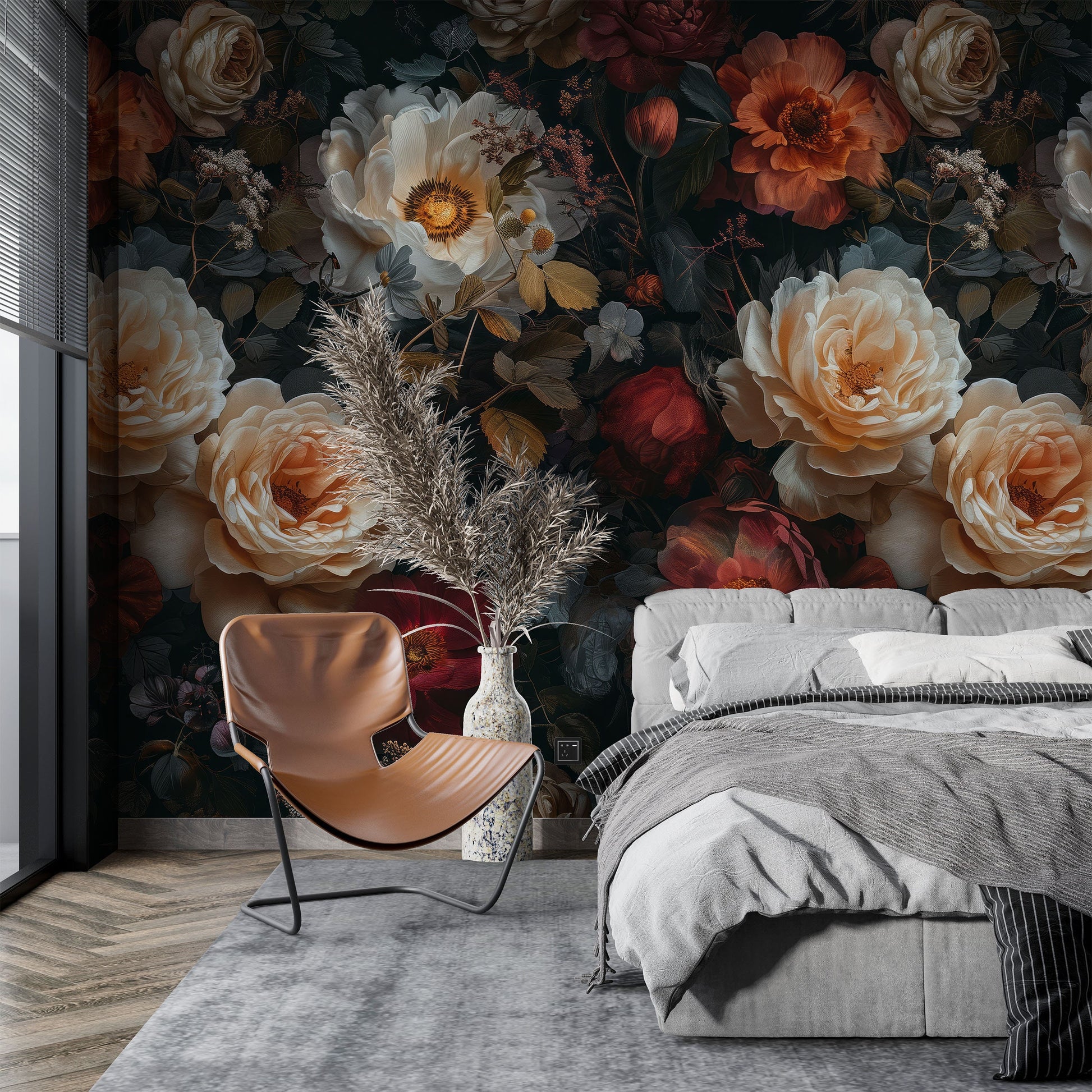 Secret Garden Baroque Style Floral Wallpaper – detail view, Golden Era Walls