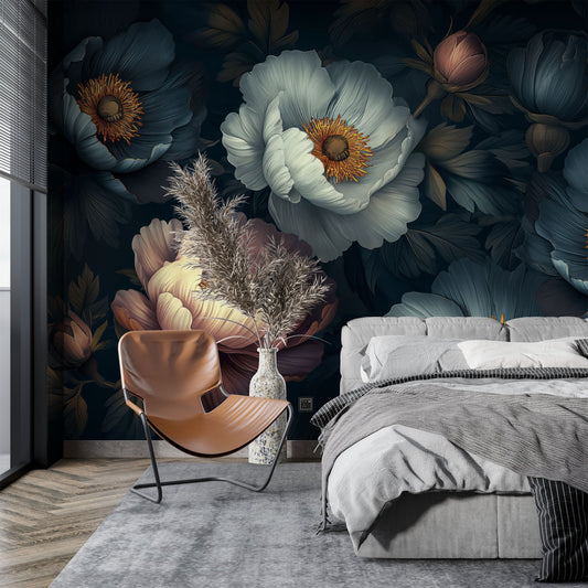 Vintage Floral Classic Decoration Floral Wallpaper – lifestyle view, Golden Era Walls