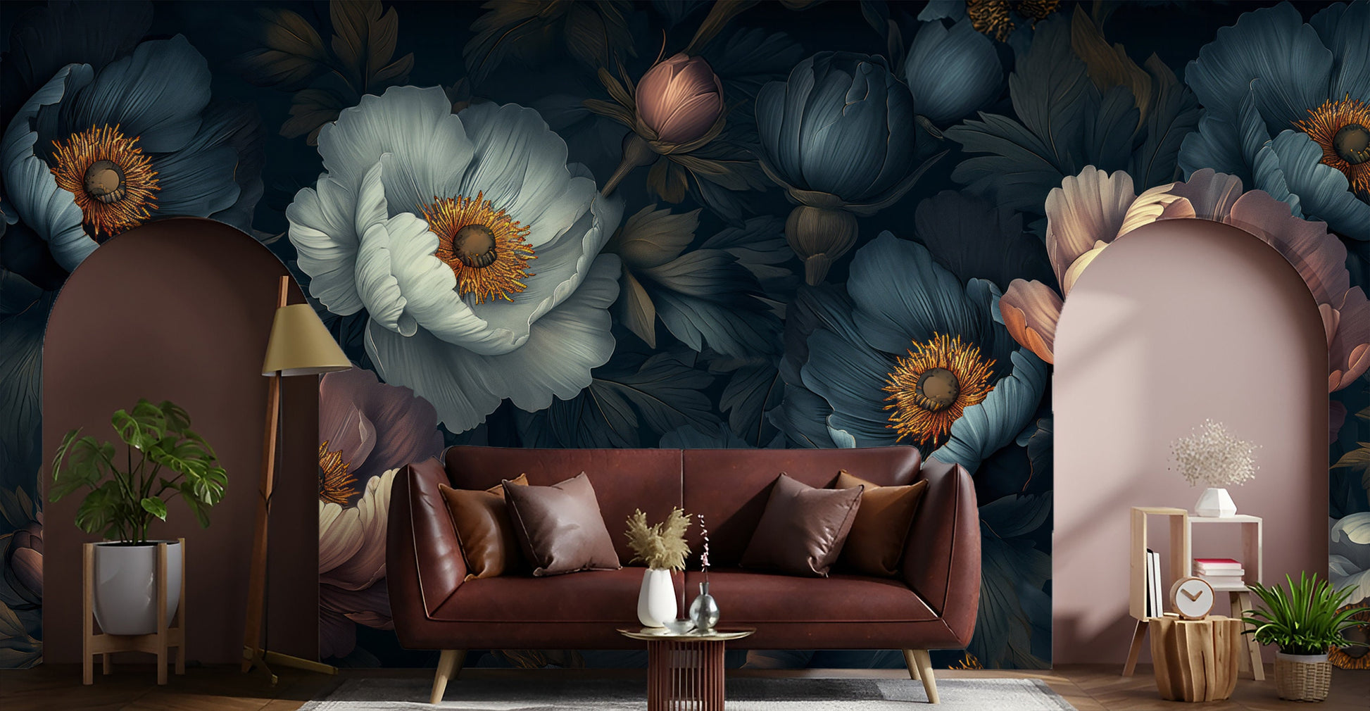 Vintage Floral Classic Decoration Floral Wallpaper – scale reference, Golden Era Walls