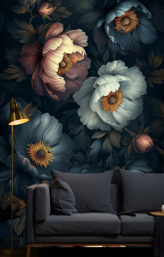 Vintage Floral Classic Decoration Floral Wallpaper – peel and stick wallpaper mural, Golden Era Walls