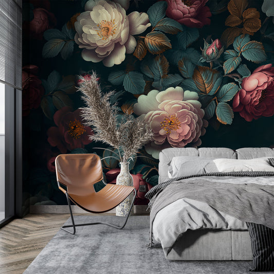 Watercolor Vintage Floral Covering Floral Wallpaper – detail view, Golden Era Walls