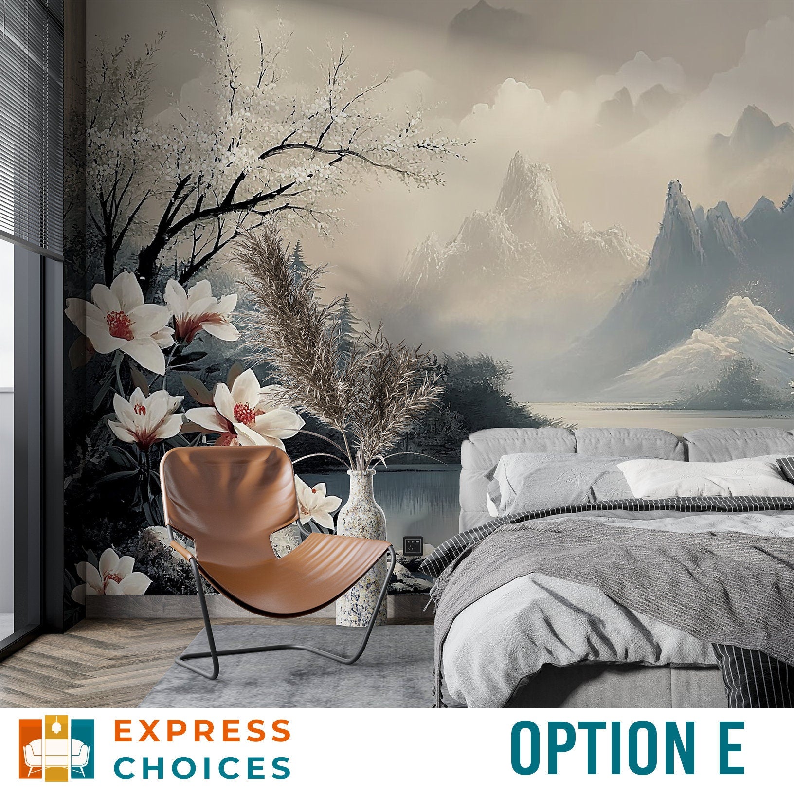 Chinoiserie Tree by Lake Floral Wallpaper – scale reference, Golden Era Walls