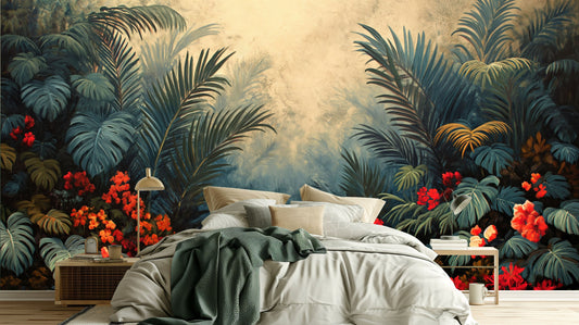 Tropical Forest Easy Makeover Tropical Wallpaper – lifestyle view, Golden Era Walls