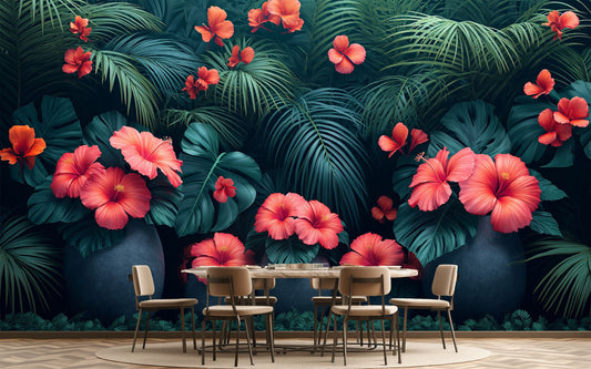 Self Adhesive Palm Tree Tropical Wallpaper – detail view, Golden Era Walls