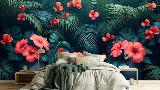 Self Adhesive Palm Tree Tropical Wallpaper – peel and stick wallpaper mural, Golden Era Walls