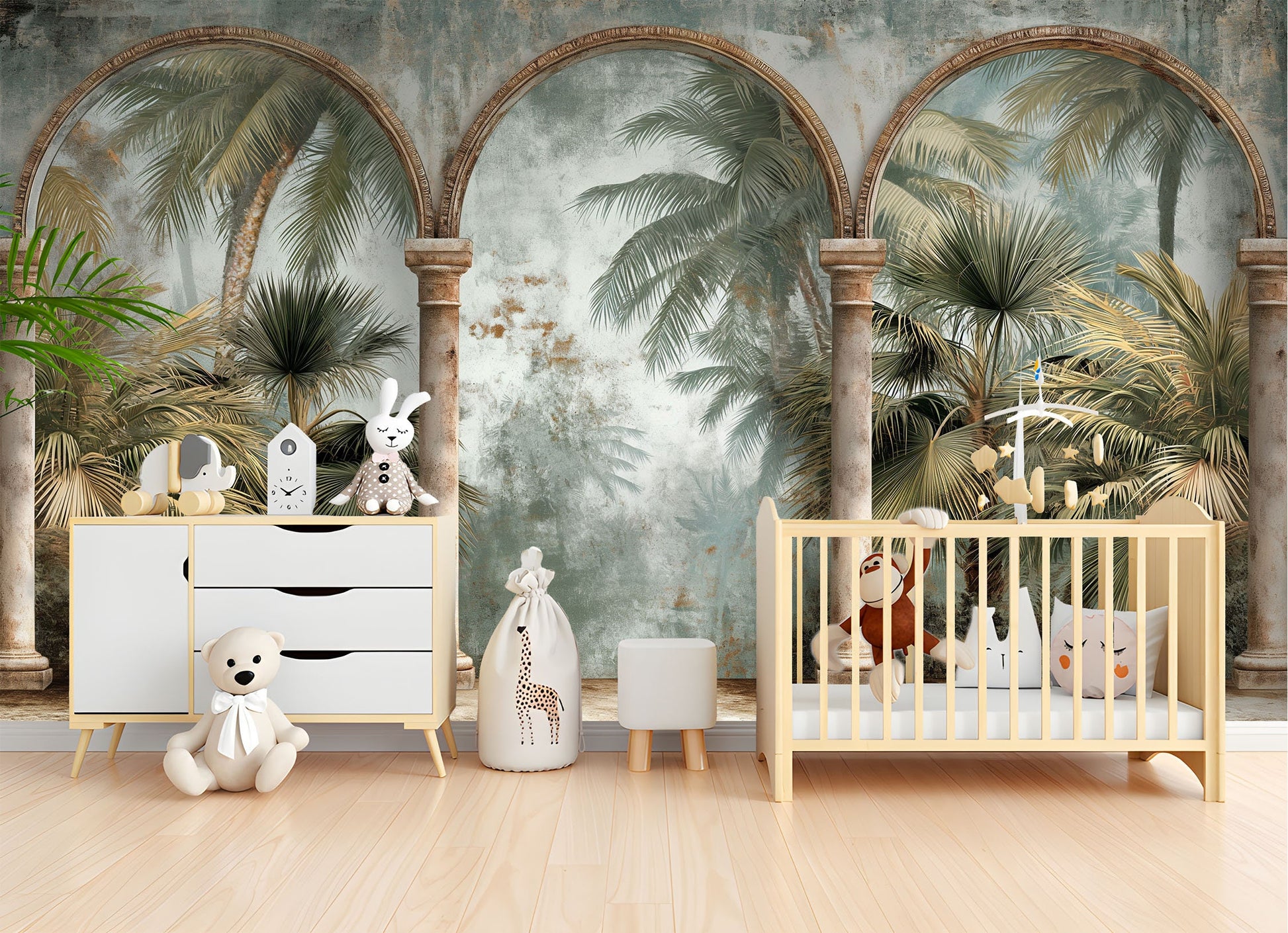 Antique Stone Arches Self Marble Wallpaper – scale reference, Golden Era Walls