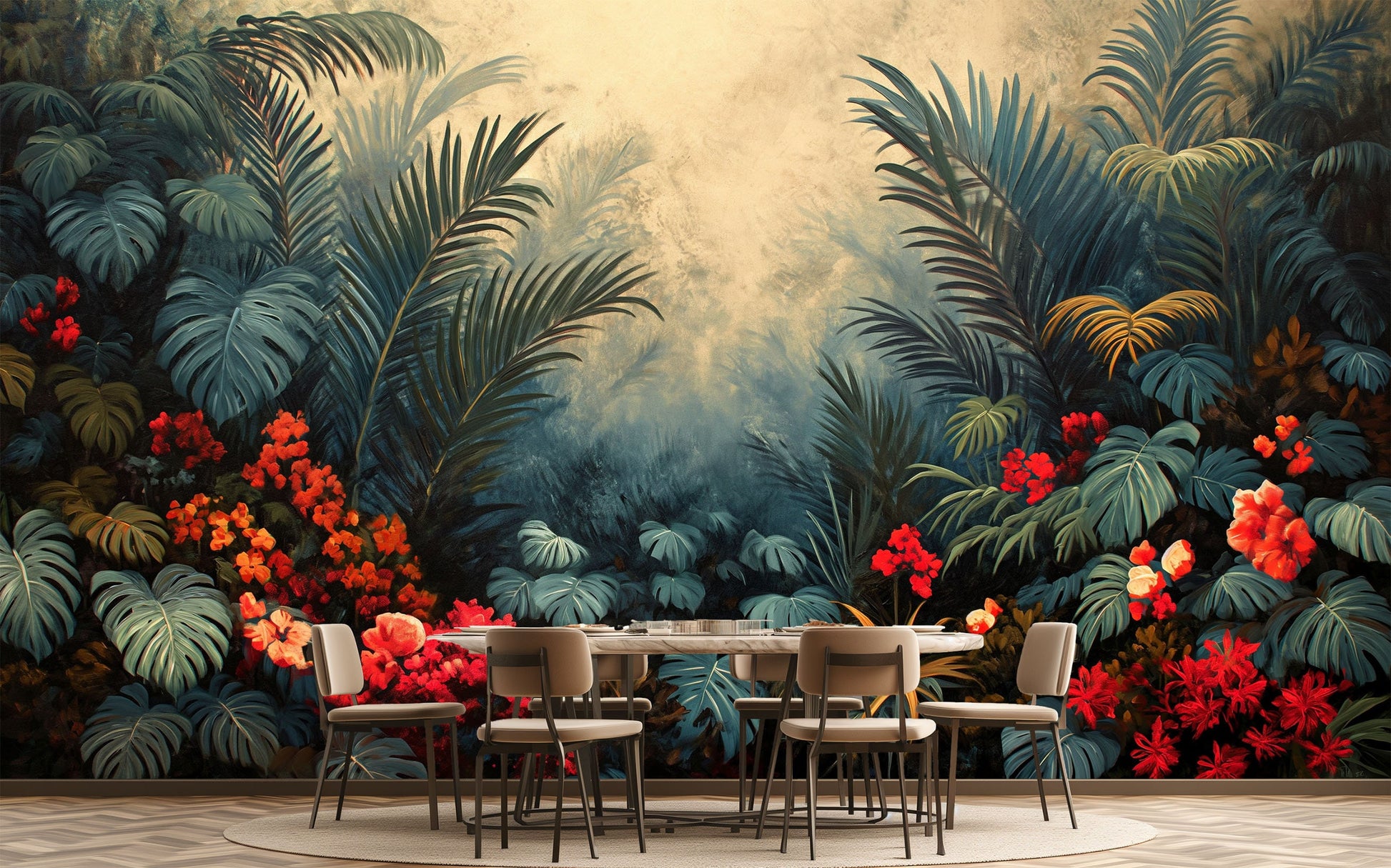 Tropical Forest Easy Makeover Tropical Wallpaper – peel and stick wallpaper mural, Golden Era Walls