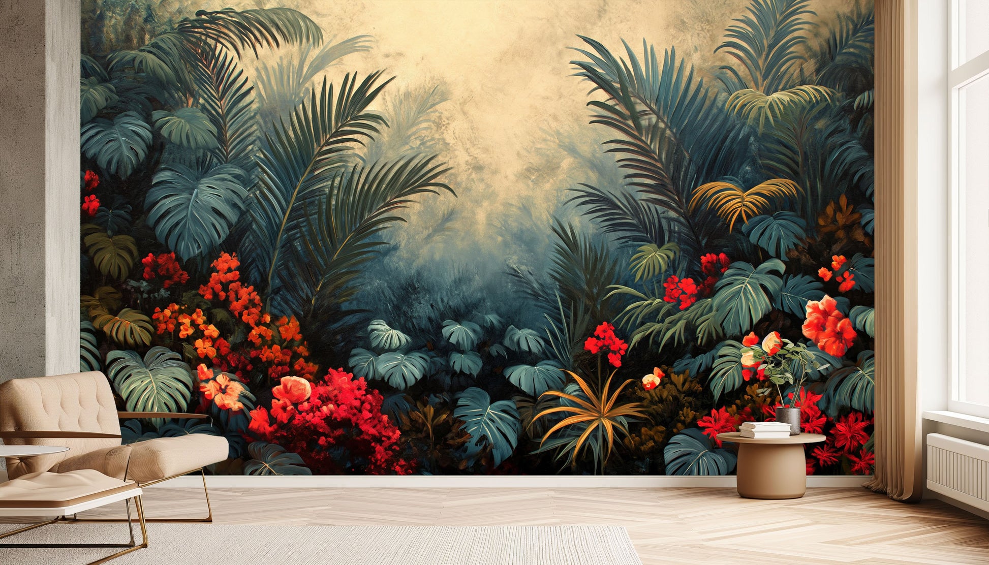 Tropical Forest Easy Makeover Tropical Wallpaper – detail view, Golden Era Walls