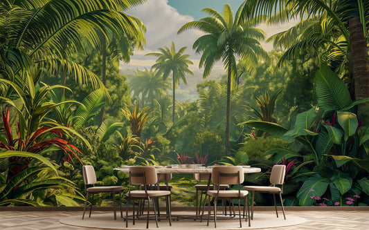Decor Tropical Tropical Wallpaper – lifestyle view, Golden Era Walls