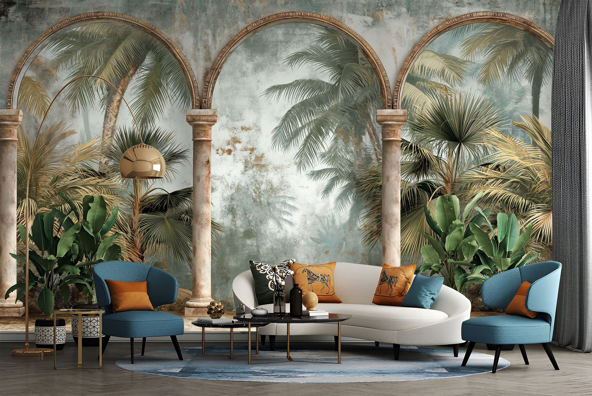 Antique Stone Arches Self Marble Wallpaper – detail view, Golden Era Walls