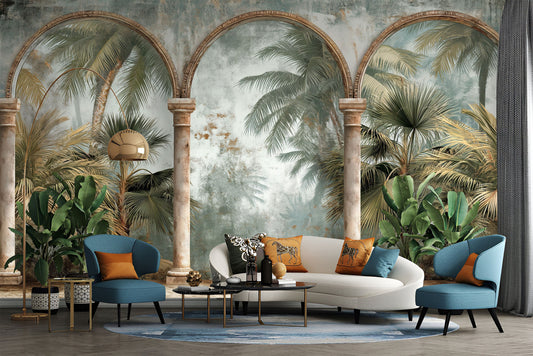 Antique Stone Arches Self Marble Wallpaper – detail view, Golden Era Walls