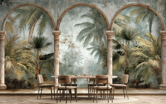 Antique Stone Arches Self Marble Wallpaper – peel and stick wallpaper mural, Golden Era Walls