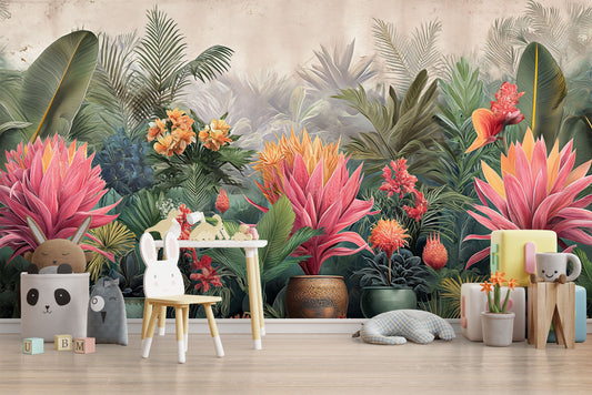 Jungle Vibes Tropical Decal Tropical Wallpaper – detail view, Golden Era Walls