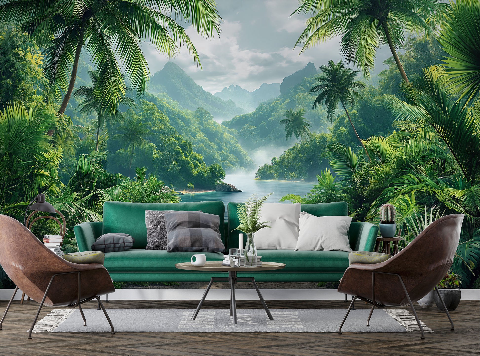 Rainforest Trees Tropical Forest Tropical Wallpaper – peel and stick wallpaper mural, Golden Era Walls